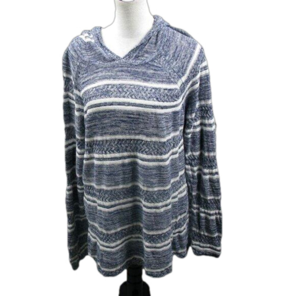 Tommy Bahama Navy Blue/White Hooded Sweater Size XL